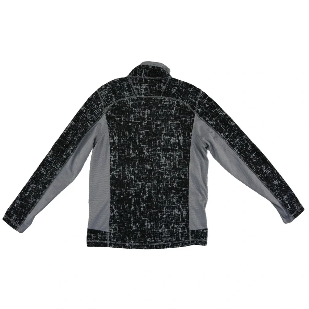The North Face Fleece Jacket Men's Size Medium Black Gray Abstract Grid Full Zip